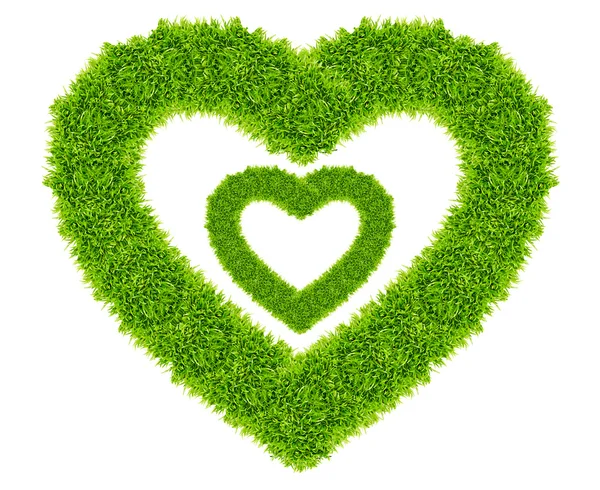 Grama verde amor coração quadro isolado — Fotografia de Stock