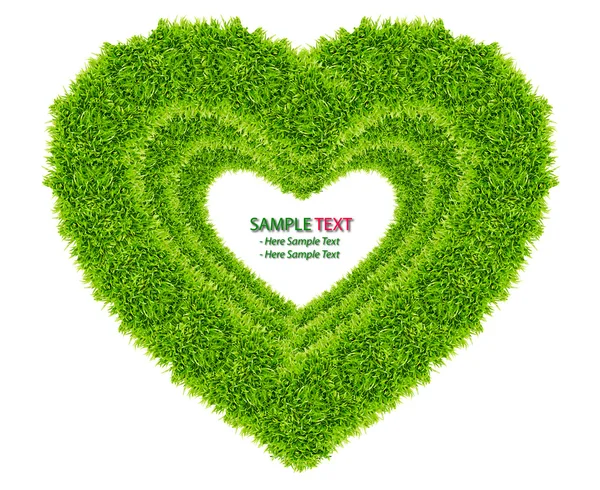 Green grass love heart frame isolated — Stock Photo, Image