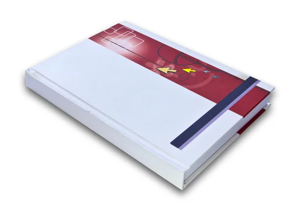 Белая записная книжка на белом фоне — стоковое фото