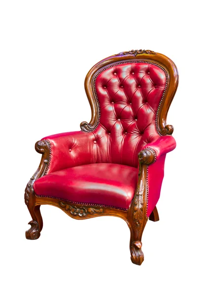 Luxe rode lederen fauteuil geïsoleerd — Stockfoto