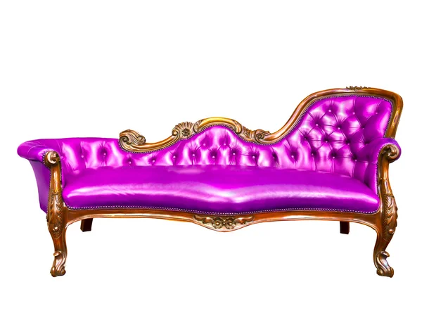 Luksusowy fioletowy fotel skórzany na białym tle — Zdjęcie stockowe