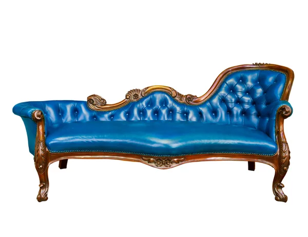 Blauw luxe lederen fauteuil geïsoleerd — Stockfoto