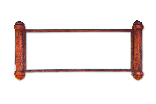 Дерев'яна рамка ізольована на білому фоні — стокове фото