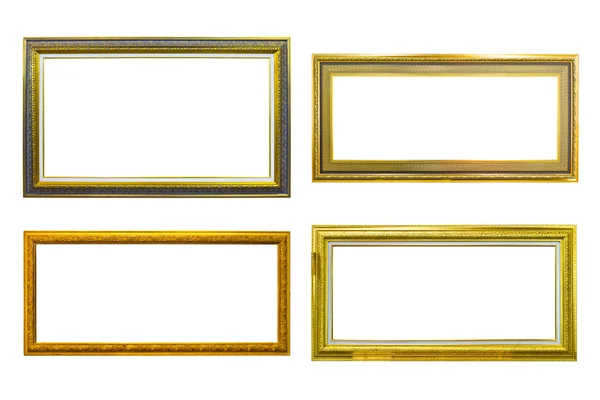 Golden wood photo image frame isolated — Stockfoto