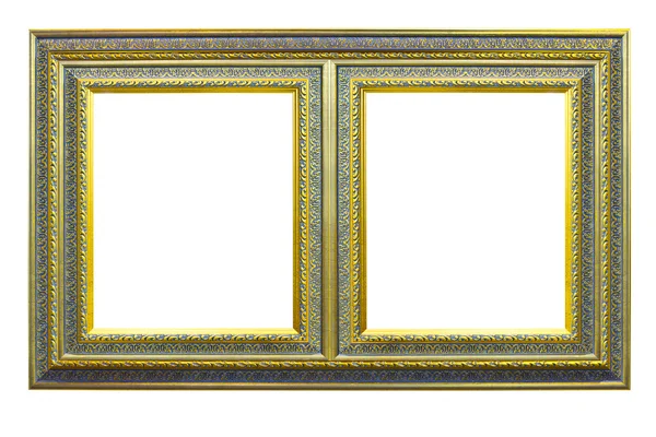 Golden wood photo image frame isolated — Stock Photo, Image