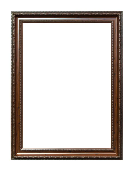 Moldura de imagem de madeira marrom isolado no fundo branco — Fotografia de Stock
