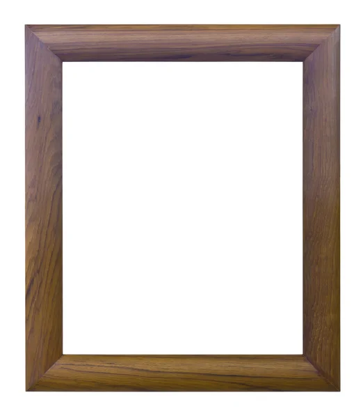 Рамка из коричневого дерева на белом фоне — стоковое фото