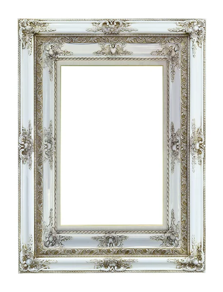 stock image White wood photo image frame isolated on white background