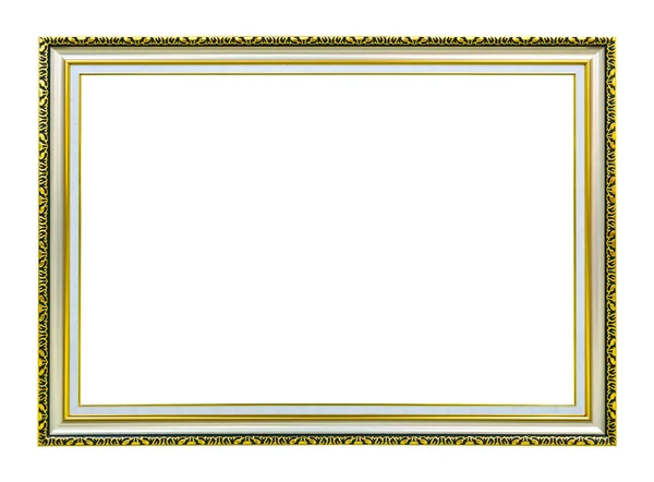 Χρυσή ξύλο εικόνα κορνίζα απομονώνονται σε λευκό φόντο — Φωτογραφία Αρχείου