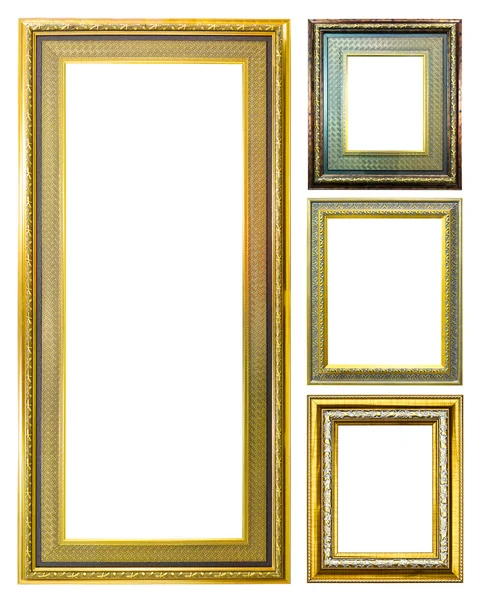 Sammlung von goldenem Holz Fotorahmen isoliert — Stockfoto