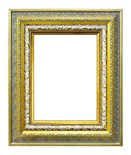 Gouden hout foto afbeeldingsframe geïsoleerd op witte achtergrond — Stockfoto
