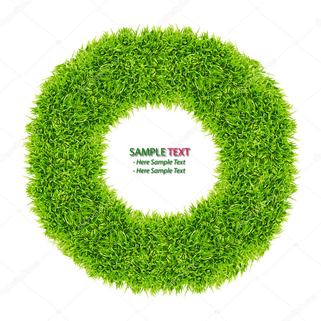 Green grass circle frame isolated
