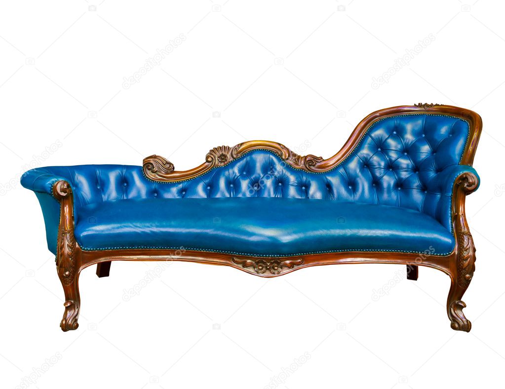 Luxury blue leather armchair isolated