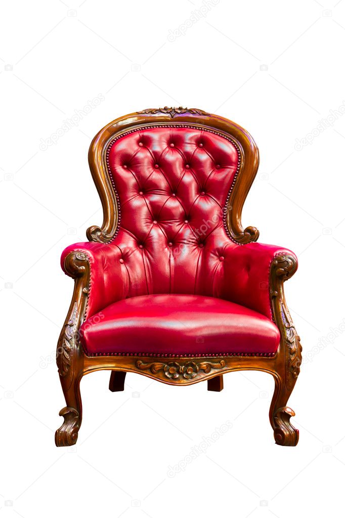 Luxury red leather armchair isolated