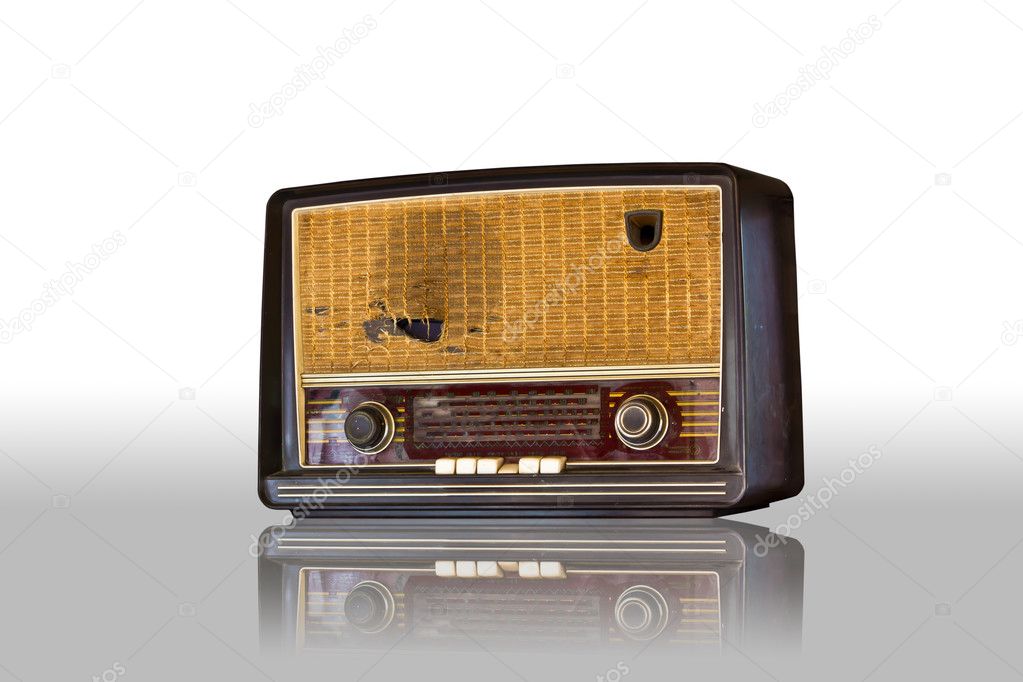 Old vintage radio isolated