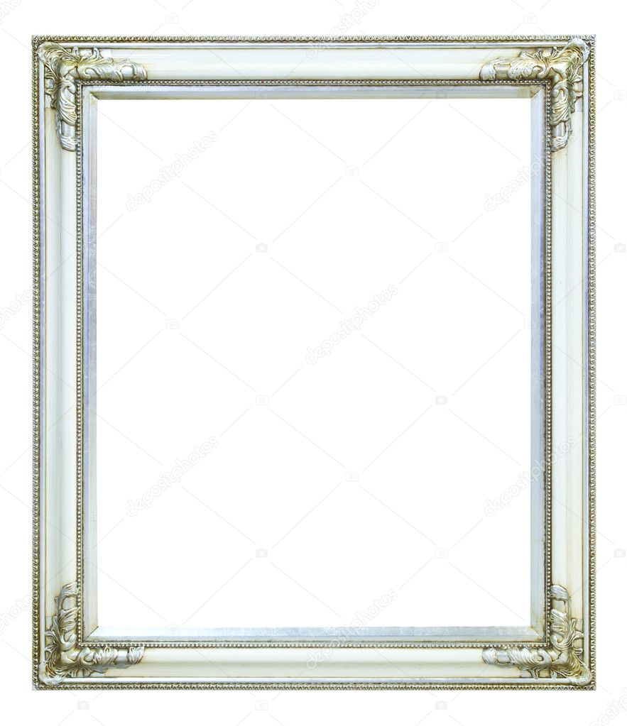 White wood photo image frame isolated