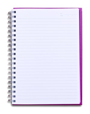 Purple notebook isolated on white background clipart