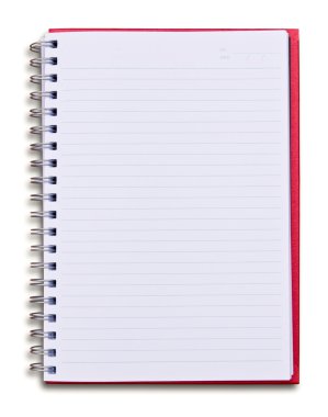 Red notebook isolated on white background clipart