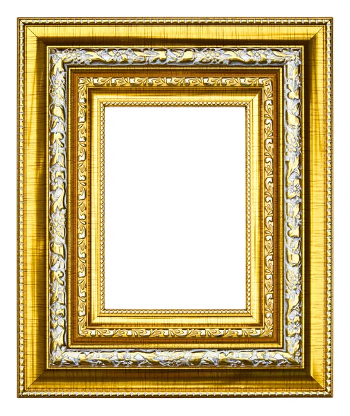 Золота дерев'яна рамка ізольована — стокове фото