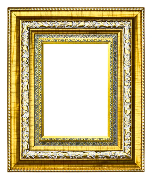 กรอบภาพไม้สีทองถูกแยกจากพื้นหลังสีขาว — ภาพถ่ายสต็อก