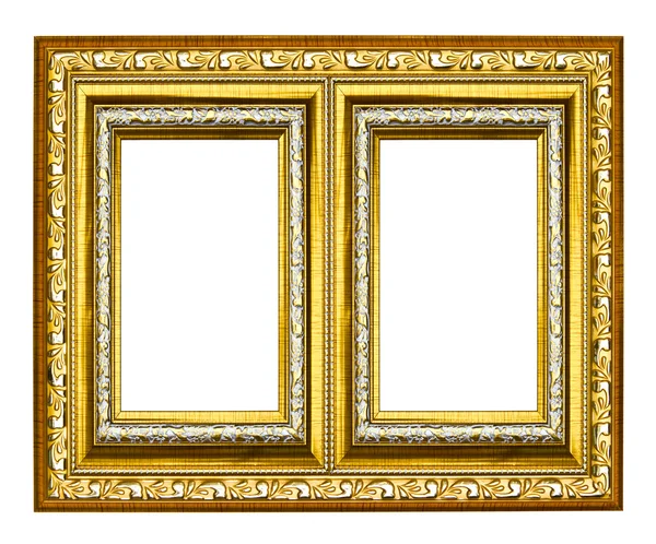 Golden wood picture frame isolated — Stock Photo, Image