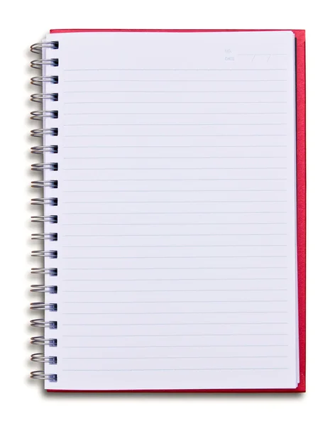 Röda anteckningsboken isolerad på vit bakgrund — Stockfoto