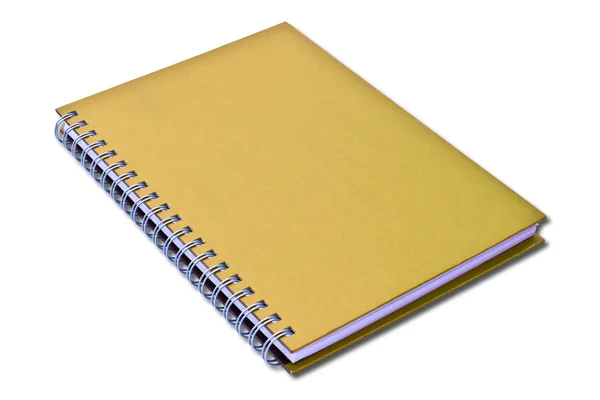孤立在白色背景上的黄色笔记本 — 图库照片
