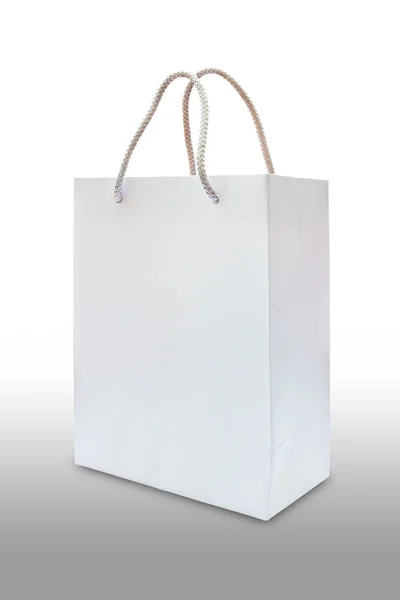 Biała papierowa torba izolowana — Zdjęcie stockowe