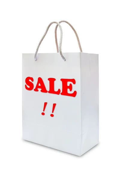 Sale sign on white paper bag — Stock Photo, Image