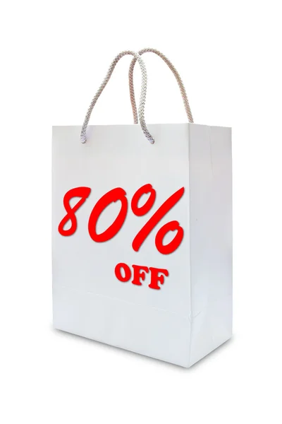 80% de descuento en bolsa de papel blanco — Foto de Stock