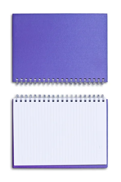 Notebook roxo isolado no fundo branco — Fotografia de Stock