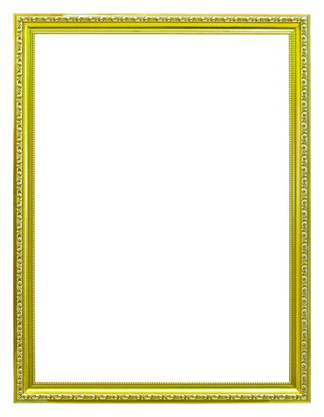 Quadro de imagem de madeira dourada isolado no fundo branco — Fotografia de Stock