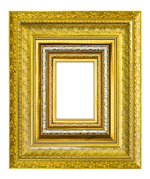 Golden wood picture image frame isolated — Stock Photo, Image