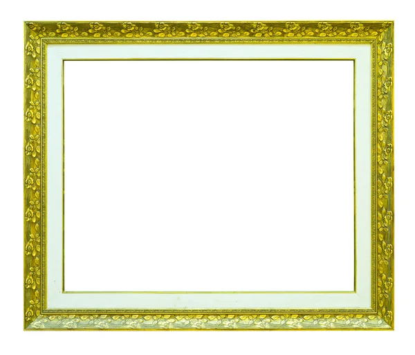 Marco de imagen de madera dorada aislado sobre fondo blanco —  Fotos de Stock
