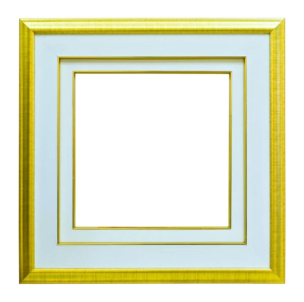 Golden wood picture image frame isolated — Stock Photo, Image