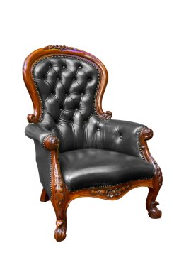 Luxury black leather armchair isolated clipart