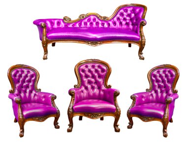 Luxury purple leather armchair clipart