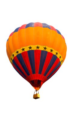 Beyaz arkaplanda izole edilmiş renkli sıcak hava balonu