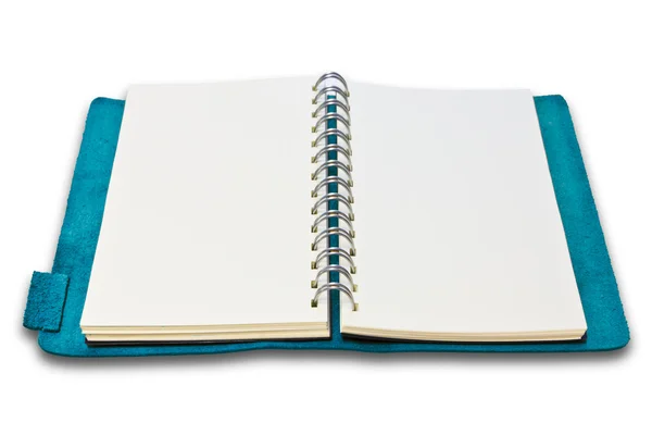 Blå läder fall notebook isolerade — Stockfoto