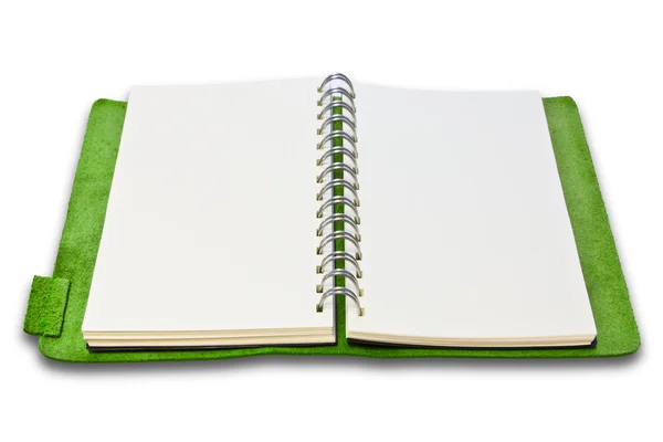 Cuaderno de cuero verde aislado —  Fotos de Stock