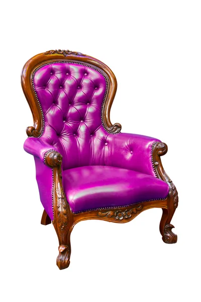 孤立的豪华紫色真皮扶手椅 — 图库照片