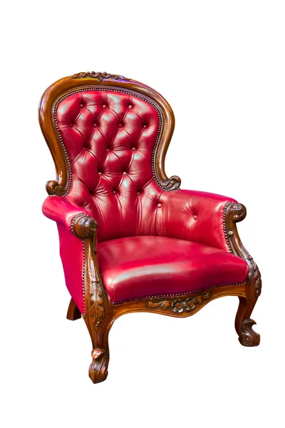 Luxe rode lederen fauteuil geïsoleerd — Stockfoto