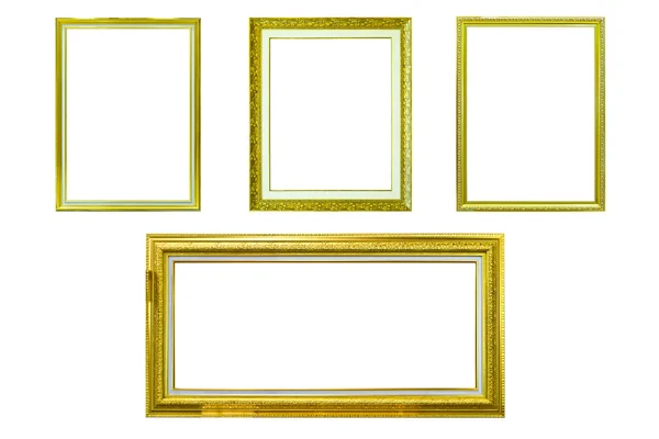 Set of Vintage gold picture frame isolated — Stock Photo, Image