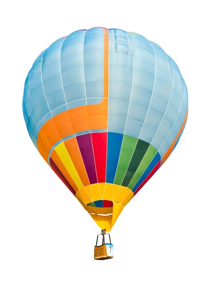Πολύχρωμο αερόστατο θερμού αέρα απομονωμένο σε λευκό φόντο — Φωτογραφία Αρχείου