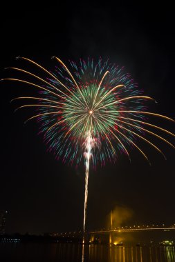 gece gökyüzünde havai fişek