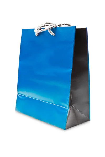 Blue paper shopping bag isolated — Stock Photo, Image