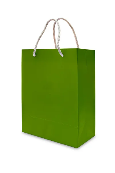 Зелений паперовий мішок для покупок ізольований — стокове фото