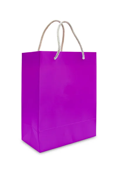 보라색 종이 쇼핑백 절연 — 스톡 사진