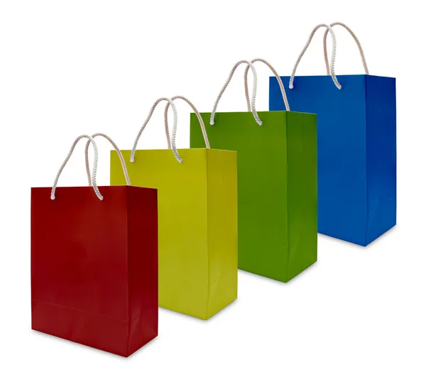 孤立的彩色纸购物袋 — 图库照片