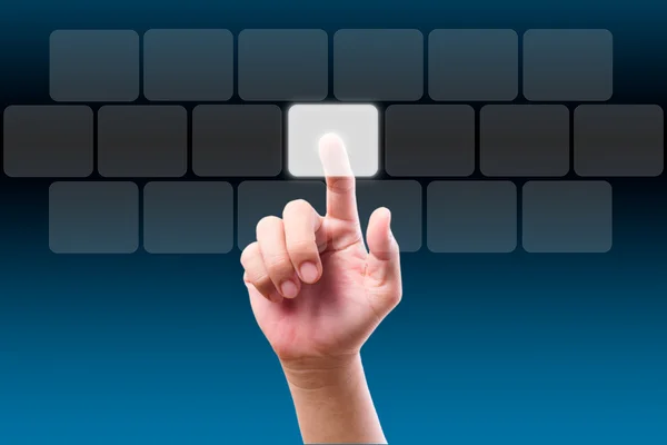 Hand trycka på knappen pekskärm — Stockfoto